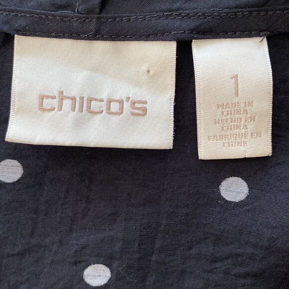 Chico’s black & white polka dot open front cardigan size M - Picture 5 of 7